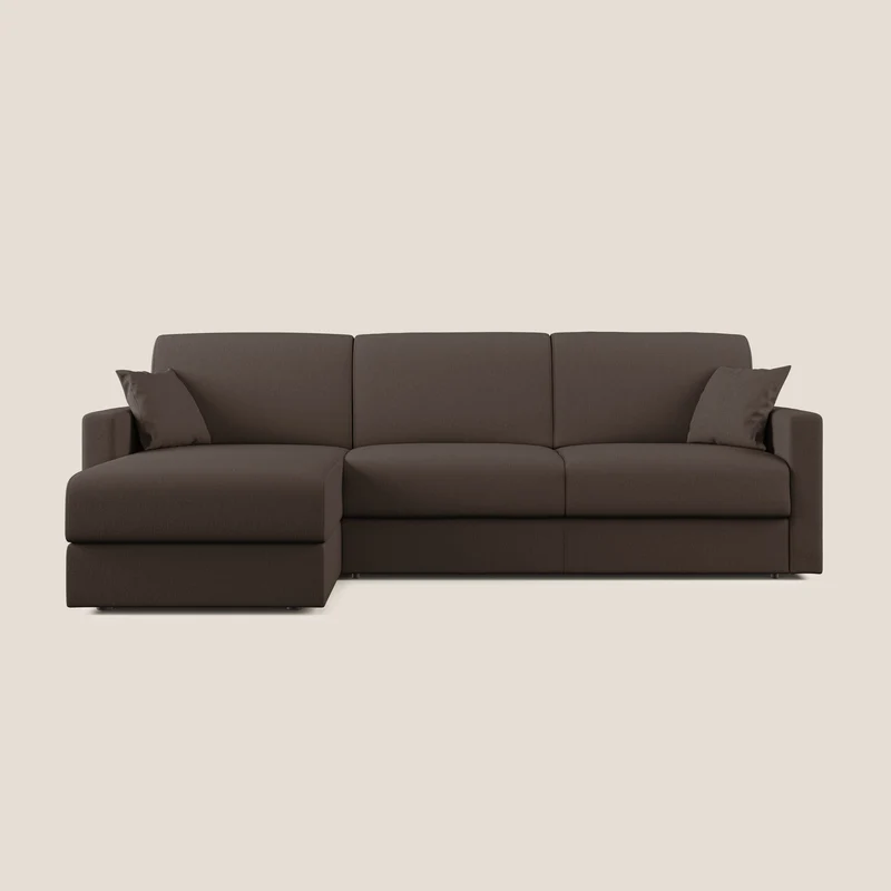 Chris Canapé d'angle 5 places en tissu imperméable T13 marron