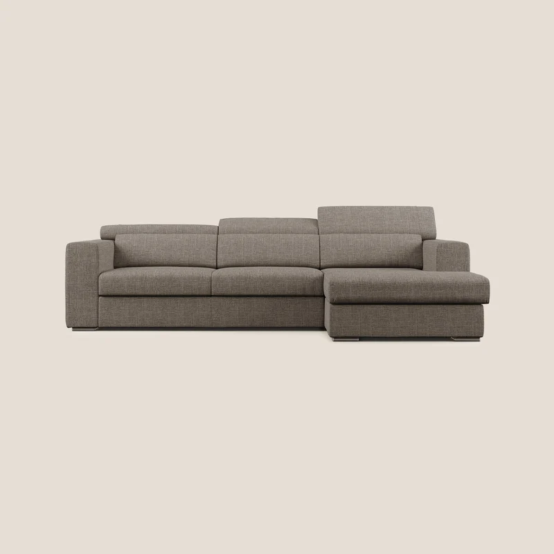 Vegas canapé d'angle avec têtières inclinables en tissu doux imperméable T06 marron