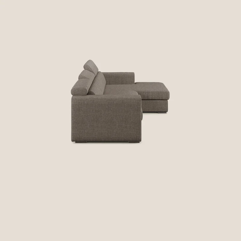 Vegas canapé d'angle avec têtières inclinables en tissu doux imperméable T06 marron