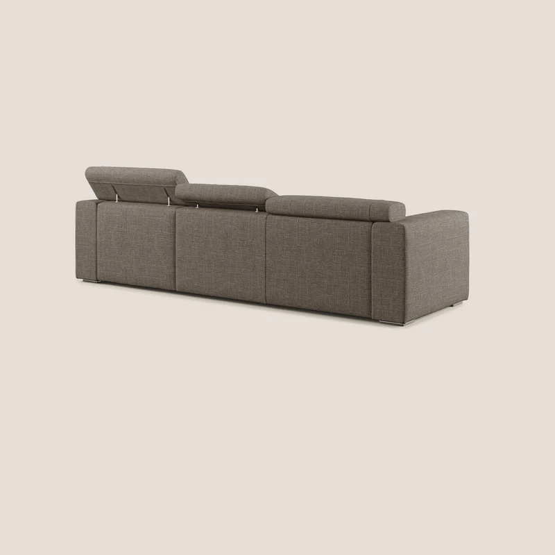 Vegas canapé d'angle avec têtières inclinables en tissu doux imperméable T06 marron
