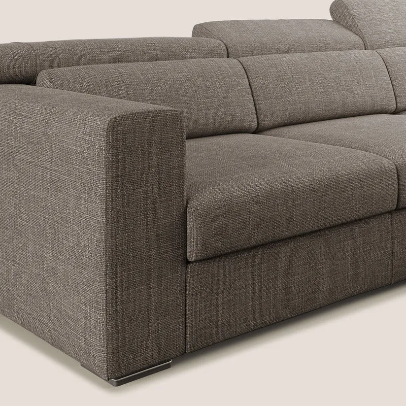 Vegas canapé d'angle avec têtières inclinables en tissu doux imperméable T06 marron