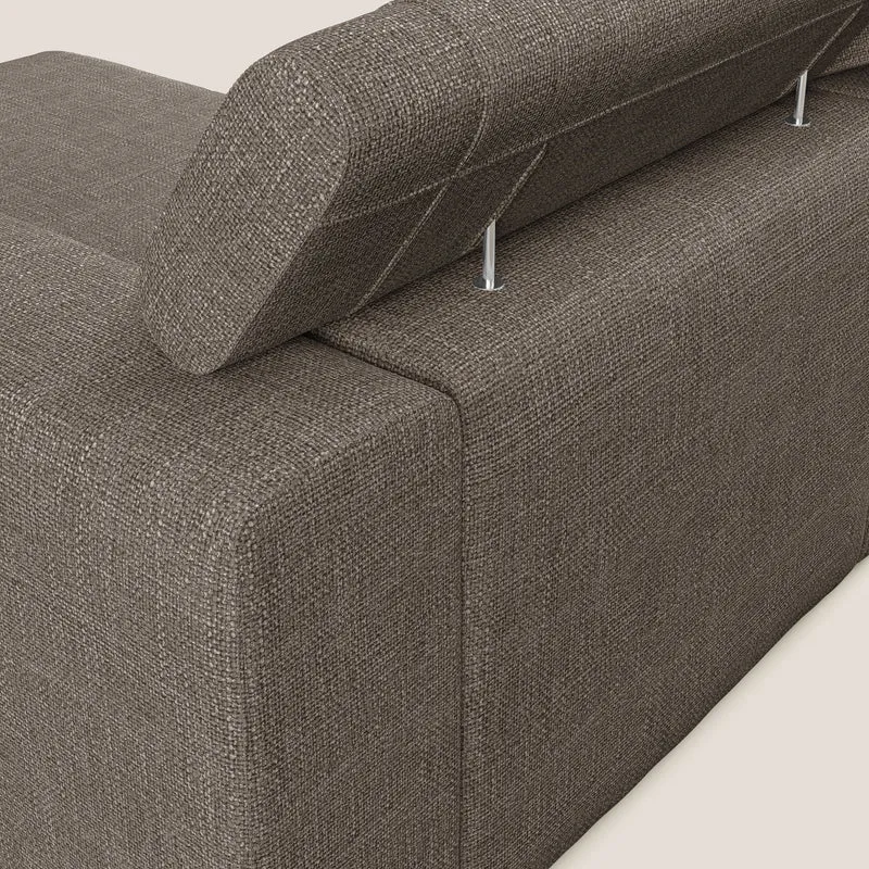 Vegas canapé d'angle avec têtières inclinables en tissu doux imperméable T06 marron