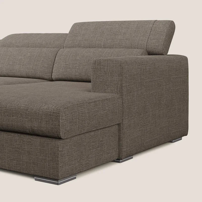 Vegas canapé d'angle avec têtières inclinables en tissu doux imperméable T06 marron