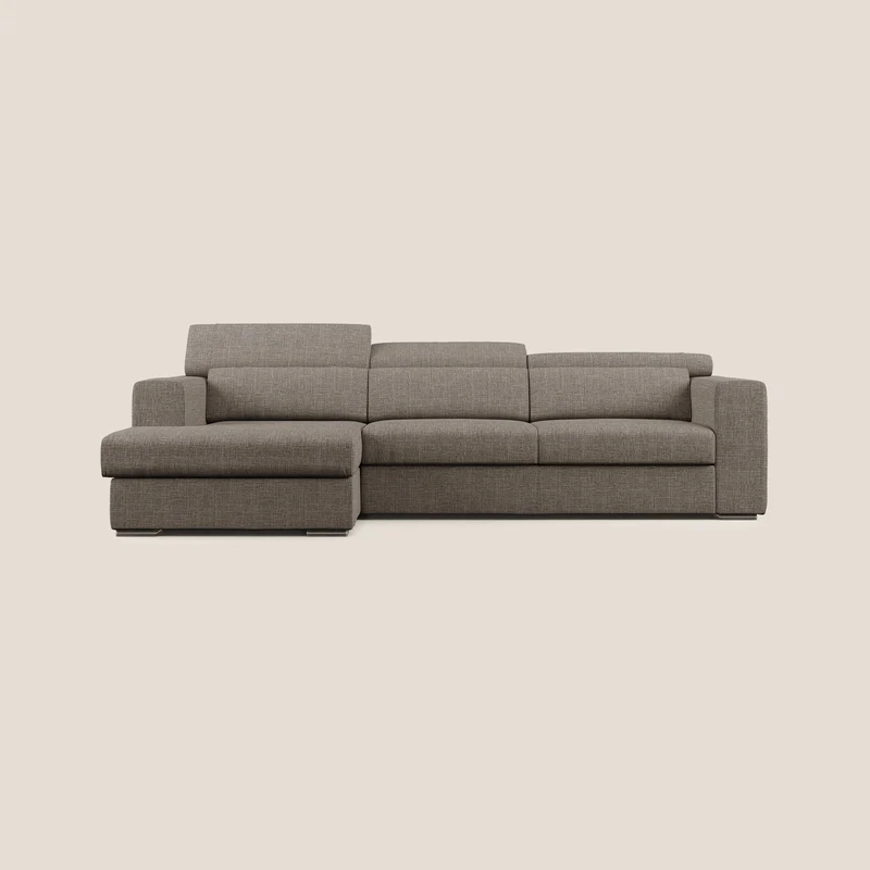 Vegas canapé d'angle avec têtières inclinables en tissu doux imperméable T06 marron