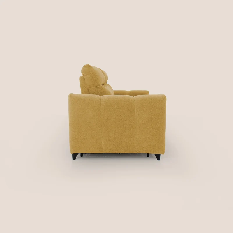 Peonia canapé convertible scandinave avec matelas H 18cm et dossier haut en bouclette imperméable T07 jaune