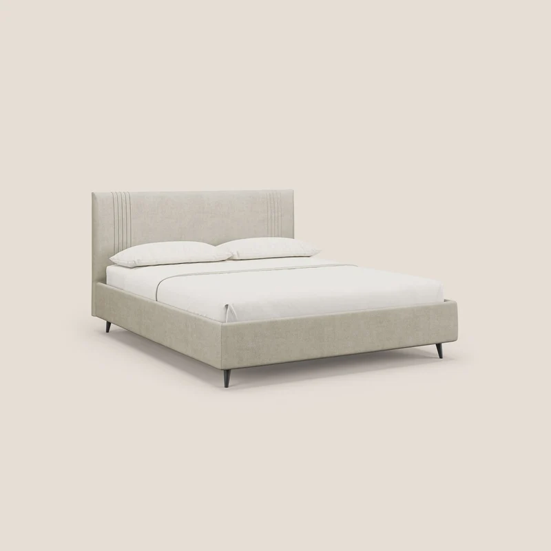 Yvonne lit avec coffre en tissu doux imperméable T02 crème