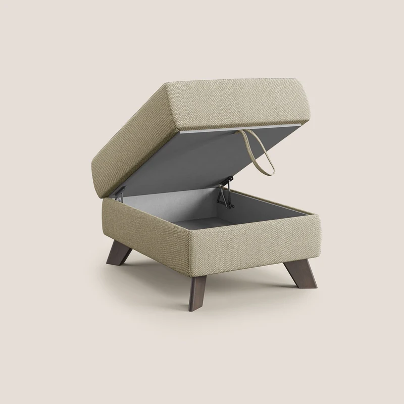 Moon Pouf coffre aux pieds hauts en tissu détachable avec l'eau T05 chameau