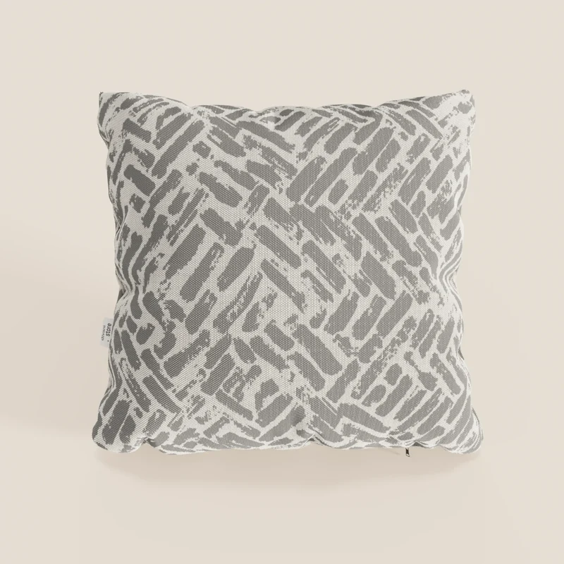 Brick coussins géométriques en tissu hydrofuge gris