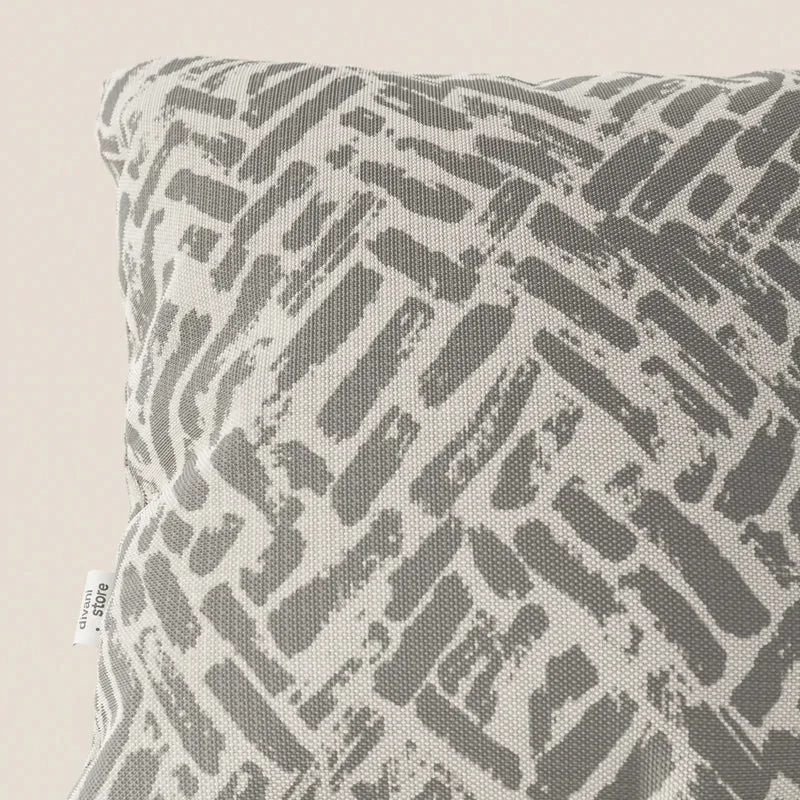 Brick coussins géométriques en tissu hydrofuge gris