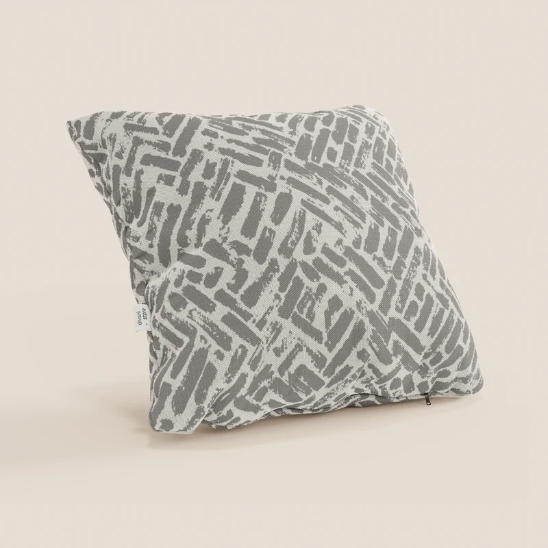 Brick coussins géométriques en tissu hydrofuge gris