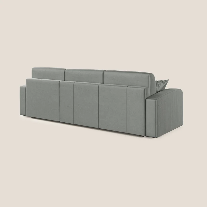 Lebron Canapé-lit d’angle avec méridienne en velours doux T01 gris clair