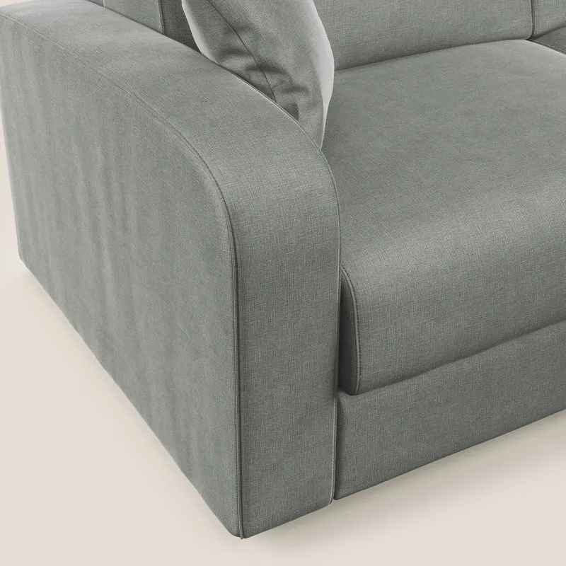 Lebron Canapé-lit d’angle avec méridienne en velours doux T01 gris clair