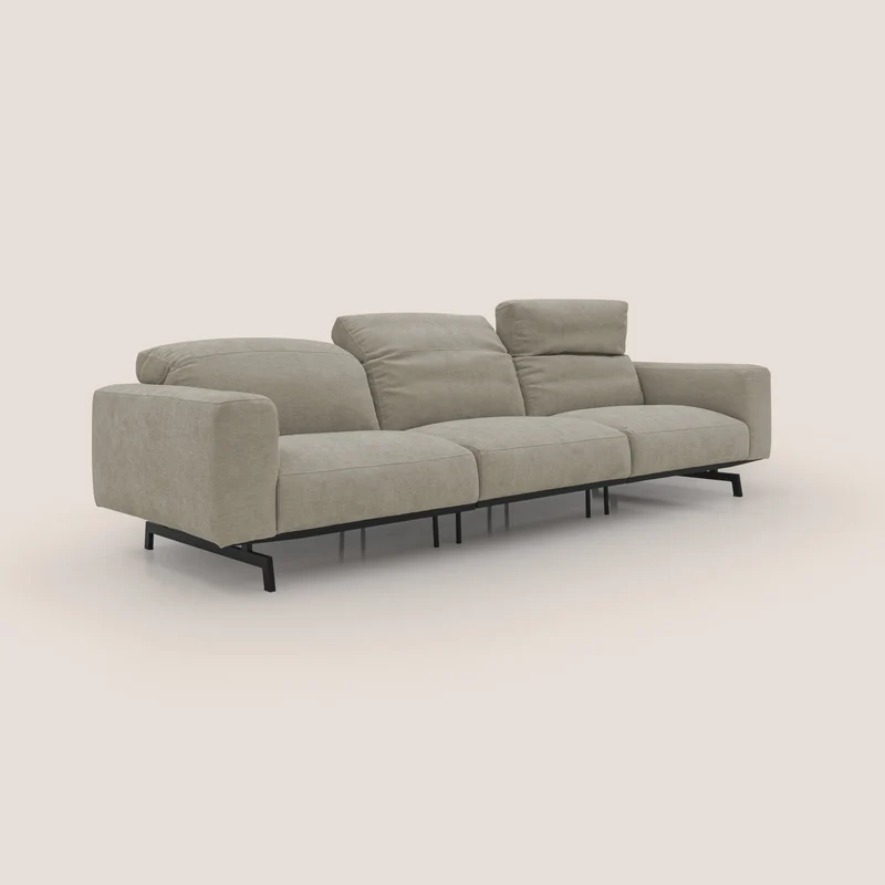 Sakura canapé modulaire 3 places en tissu flammé doux et imperméable T14 Taupe tortora