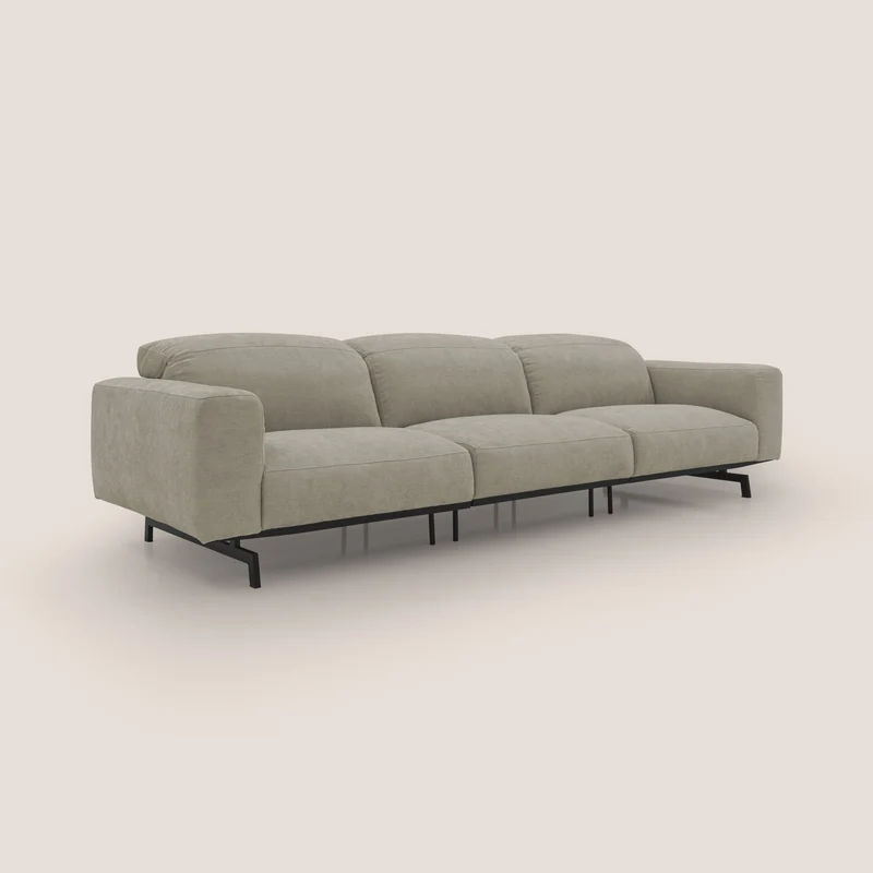 Sakura canapé modulaire 3 places en tissu flammé doux et imperméable T14 Taupe tortora