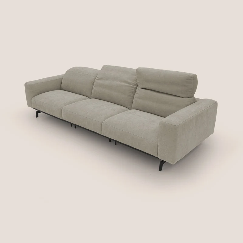 Sakura canapé modulaire 3 places en tissu flammé doux et imperméable T14 Taupe tortora