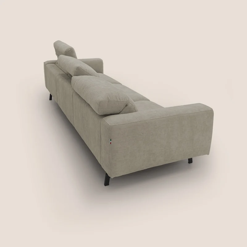Sakura canapé modulaire 3 places en tissu flammé doux et imperméable T14 Taupe tortora