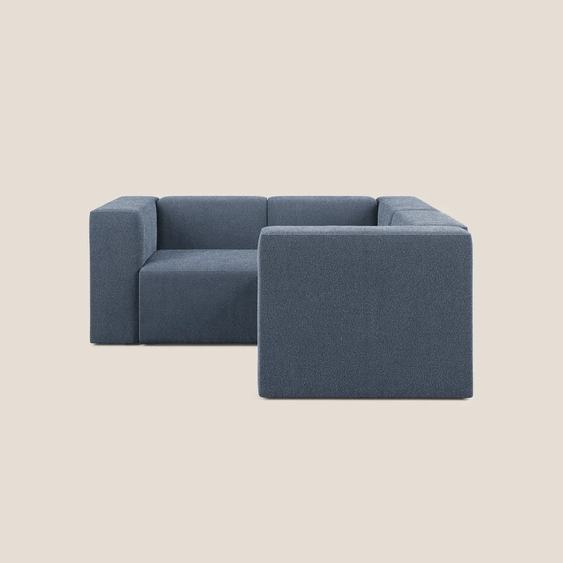 Nettuno canapé d'angle reversible modulable en bouclette douce T07 bleu