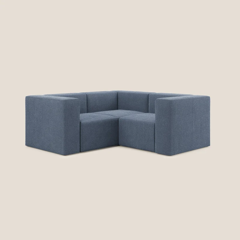 Nettuno canapé d'angle reversible modulable en bouclette douce T07 bleu
