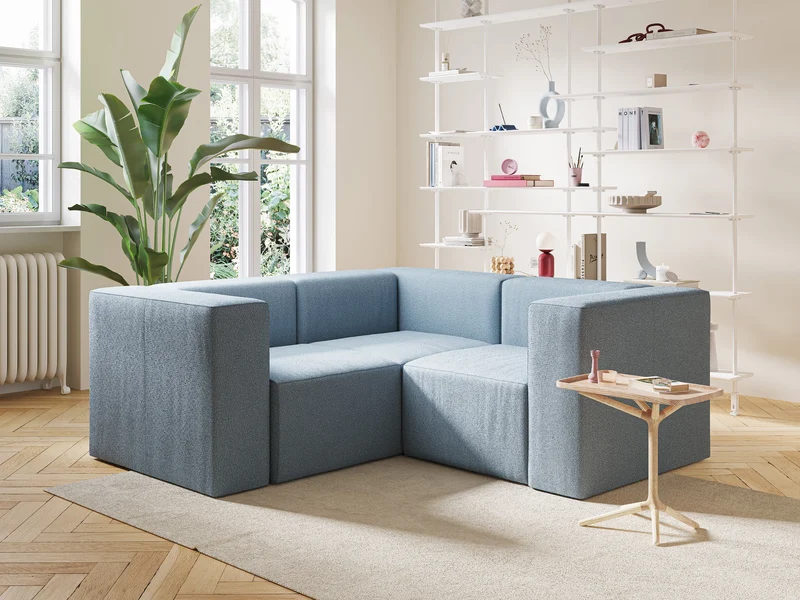 Nettuno canapé d'angle reversible modulable en bouclette douce T07 bleu