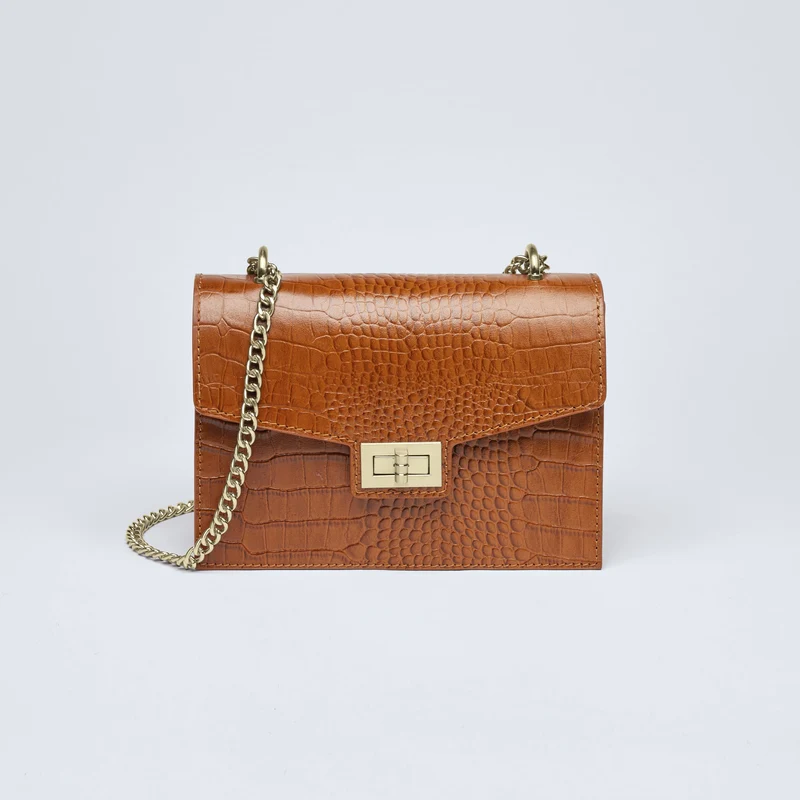 Sac bandoulière Peuplier en cuir croco