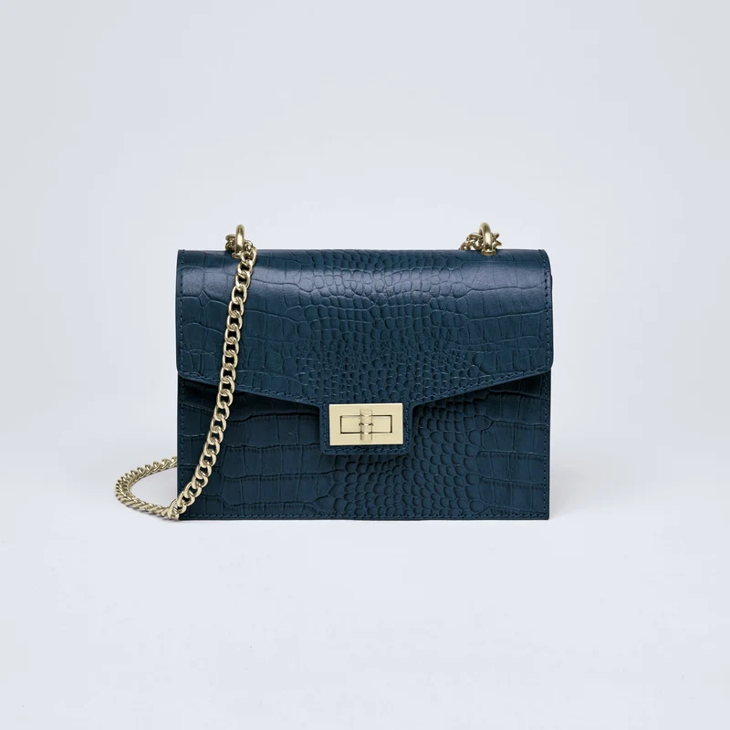 Sac bandoulière Peuplier en cuir croco