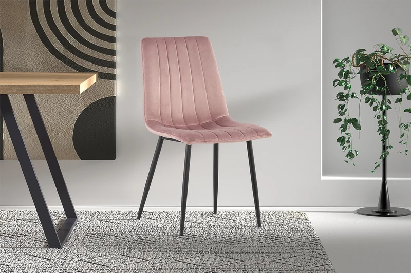 Chaise Willis Velours Rose