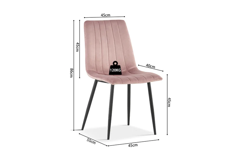 Chaise Willis Velours Rose