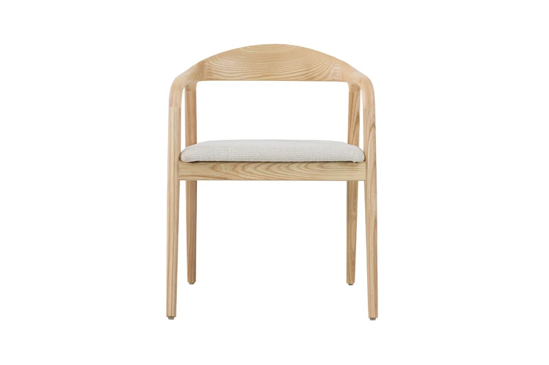 Chaise Claire Frêne Naturel Tissu chenille Beige