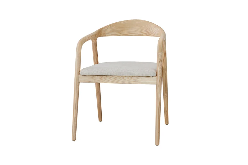 Chaise Claire Frêne Naturel Tissu chenille Beige