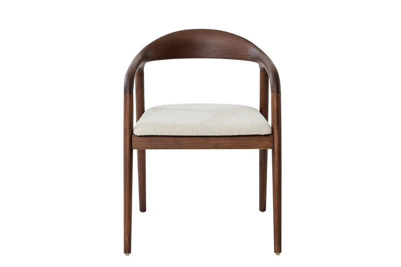 Chaise Claire bois Frêne Noyer Tissu chenille Beige