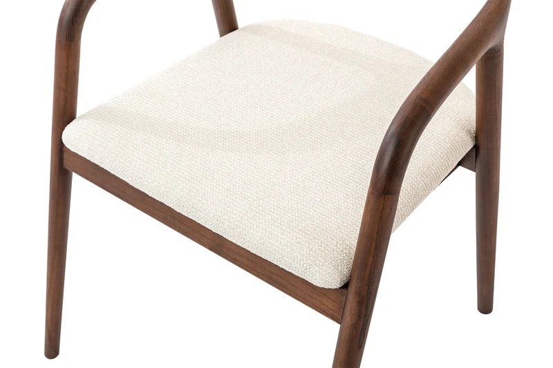 Chaise Claire bois Frêne Noyer Tissu chenille Beige