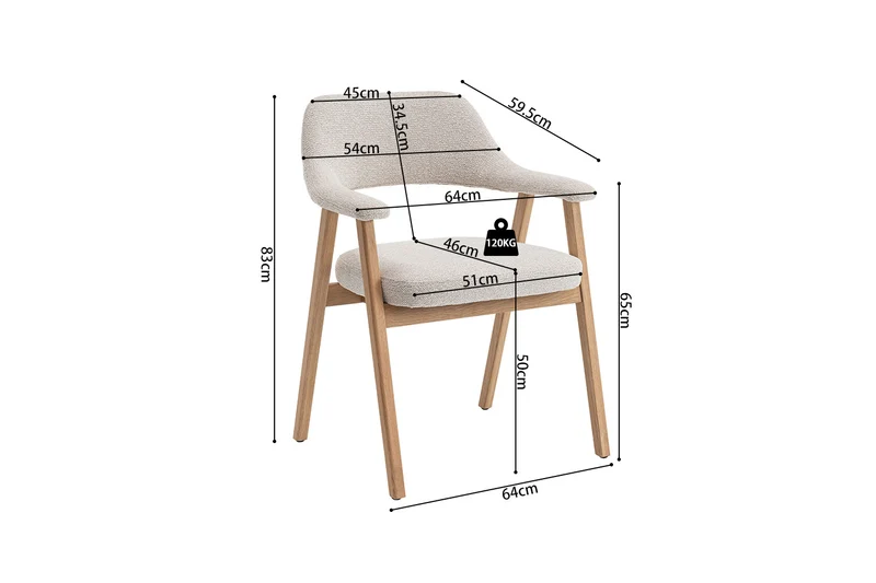 Chaise Coralie Chêne massive Beige