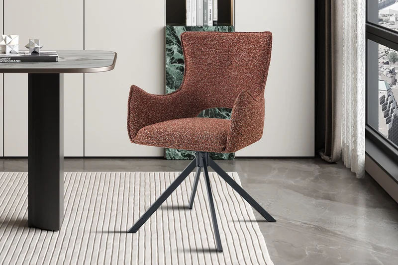 Chaise Billy Pivotant Tissu Ote Rouge