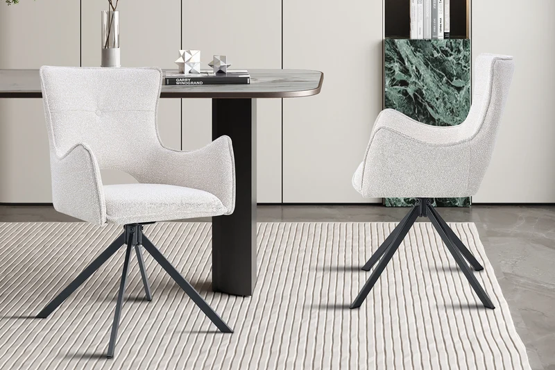 Chaise Billy Pivotant Tissu Ote Ecru