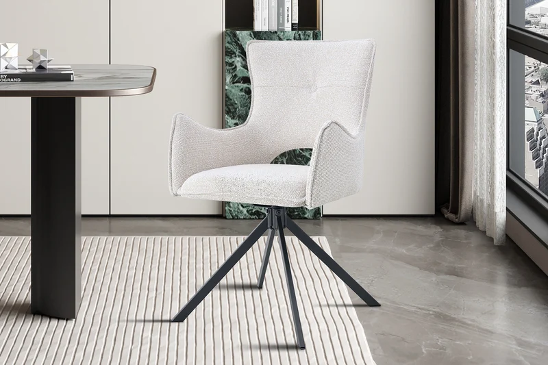 Chaise Billy Pivotant Tissu Ote Ecru