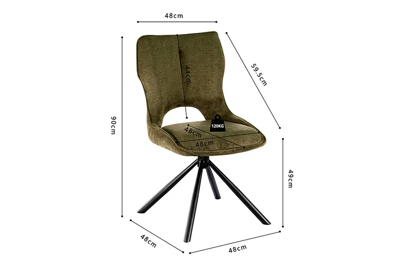 Chaise Mori Pivotant Tissu Ote Vert