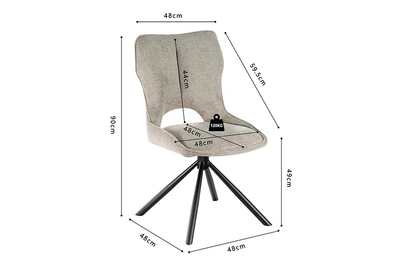 Chaise Mori Pivotant Tissu Ote Gris clair