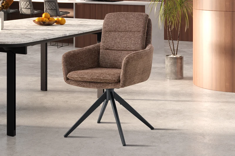 Chaise Lisold Pivotant Tissu Brun