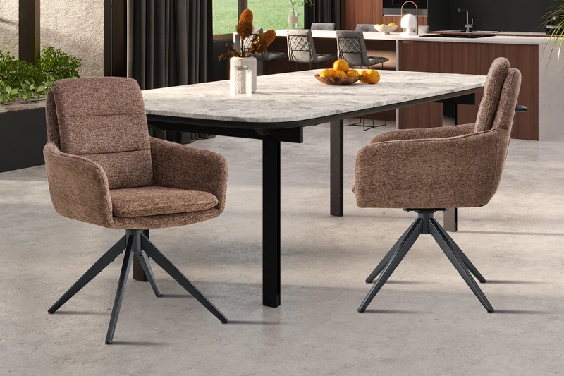 Chaise Lisold Pivotant Tissu Brun