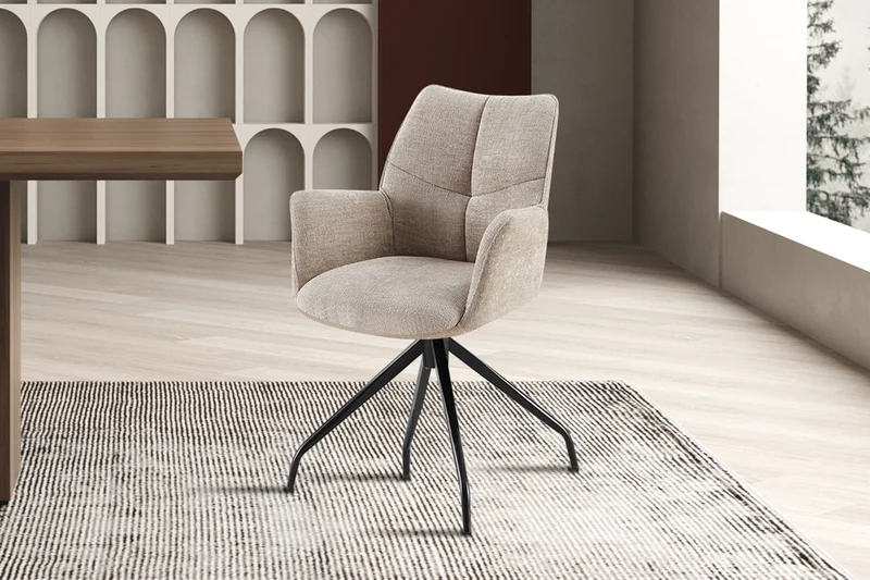 Chaise Lamor Pivotant Tissu Sable