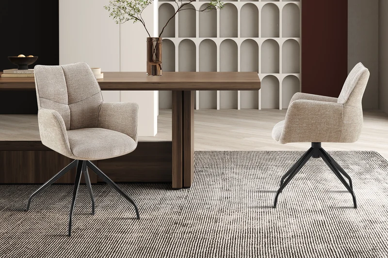 Chaise Lamor Pivotant Tissu Sable