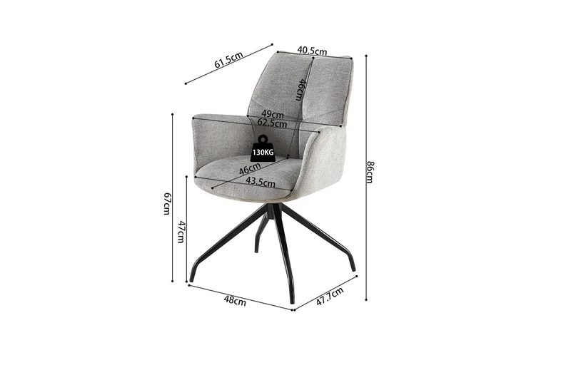 Chaise Lamor Pivotant Tissu Gris