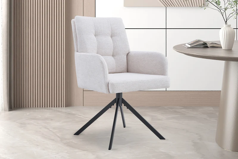 Chaise Granada Pivotant Tissu Ecru