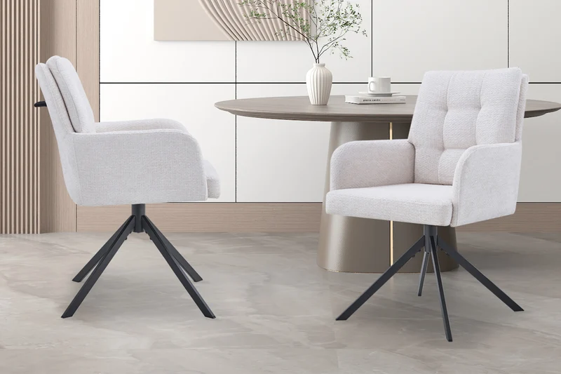 Chaise Granada Pivotant Tissu Ecru