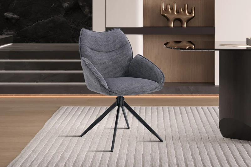 Chaise Mahi Pivotant Tissu Gris foncé