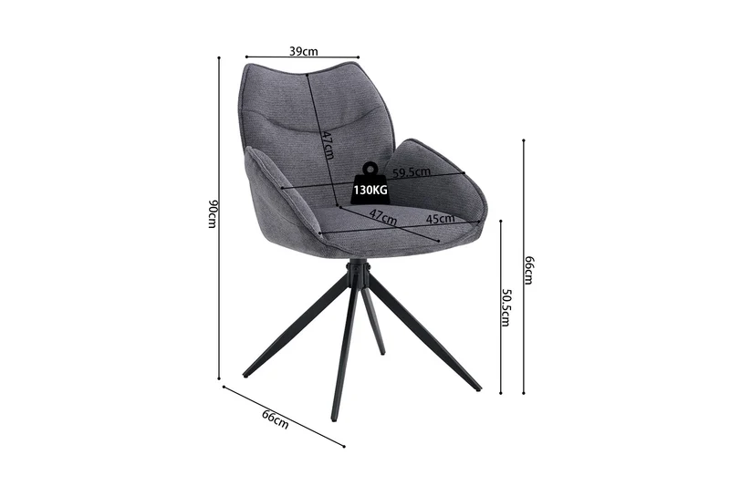 Chaise Mahi Pivotant Tissu Gris foncé