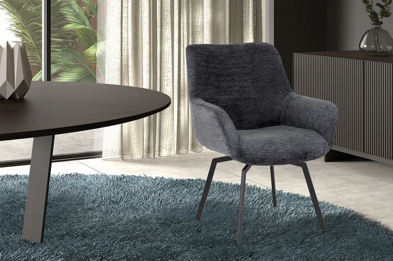Chaise Modest Pivotant Tissu chenille Gris foncé