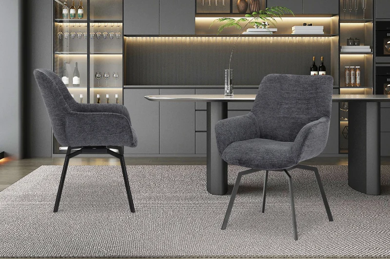 Chaise Modest Pivotant Tissu chenille Gris foncé