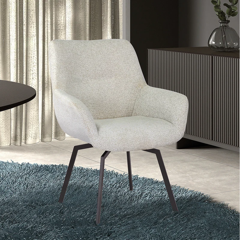 Chaise Modest Pivotant Tissu chenille Ecru