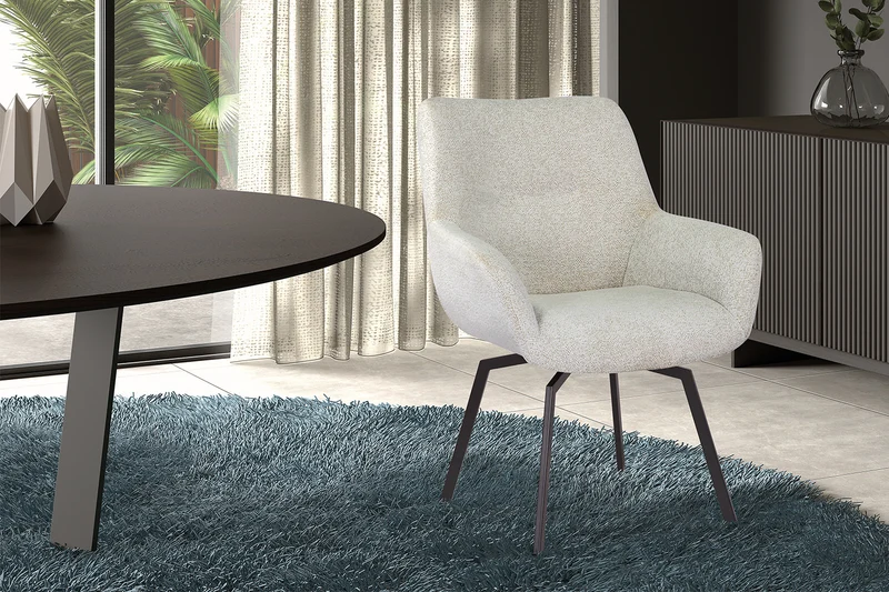 Chaise Modest Pivotant Tissu chenille Ecru